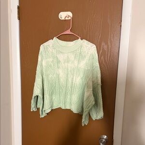 Free People Light Green Cable Knit Sweater